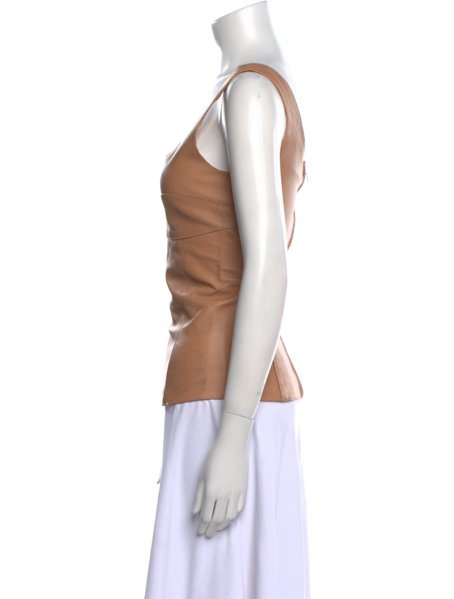 Manokhi Leather Square Neckline Top