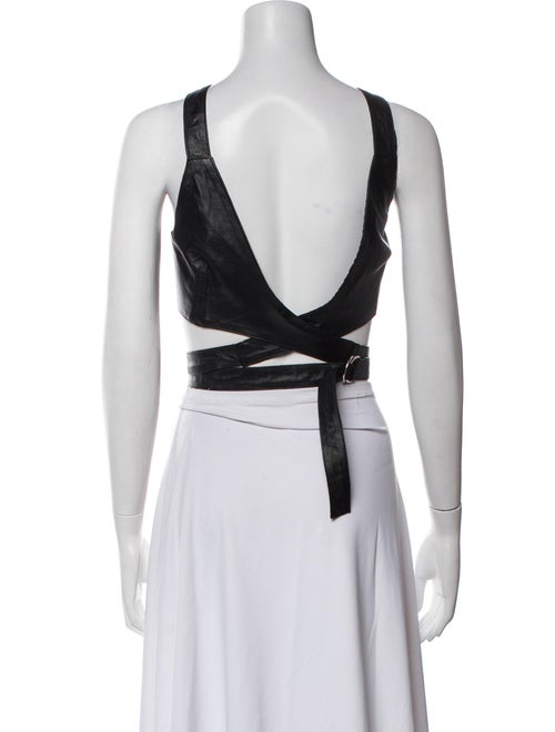 Manokhi Leather V-Neck Crop Top