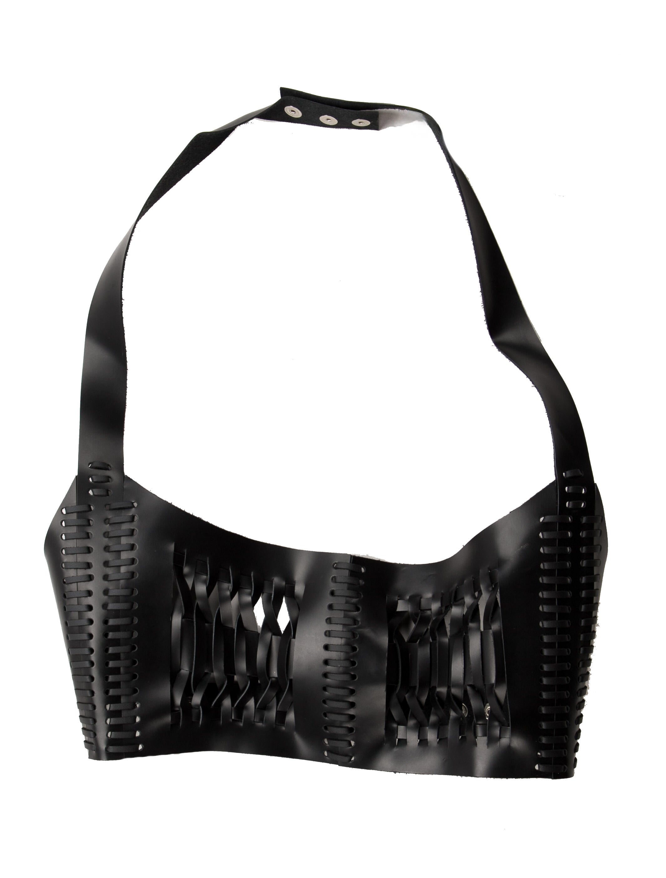 Manokhi Leather Halterneck Crop Top