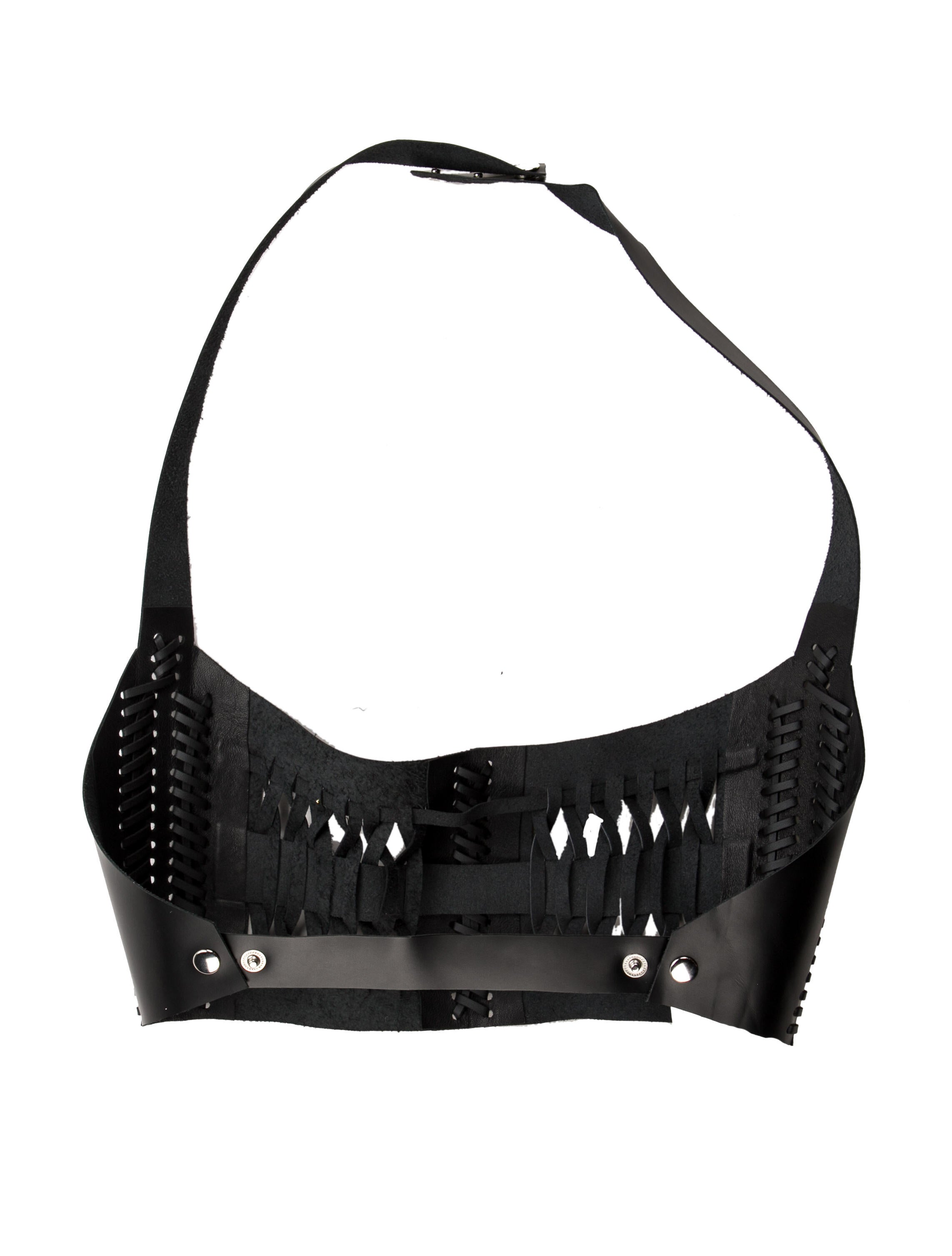 Manokhi Leather Halterneck Crop Top