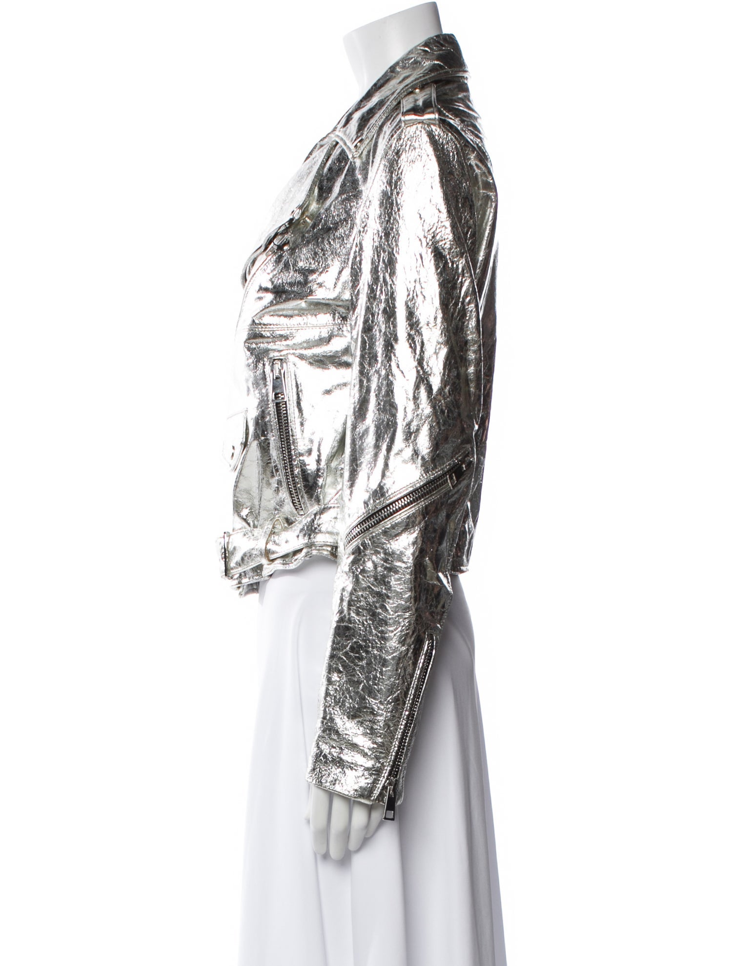 Manokhi Leather Printed Biker Jacket