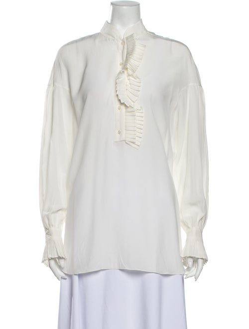 Mantu Silk V-Neck Blouse White