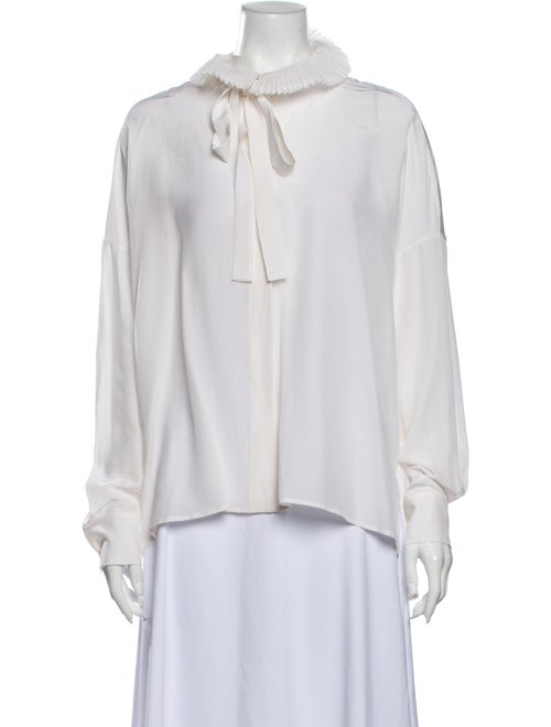 Mantu Silk Tie Neck Blouse White