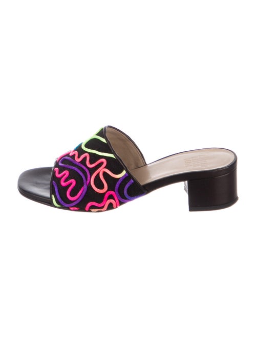 Maryam Nassir Zadeh Embroidered Accent Slides Blac