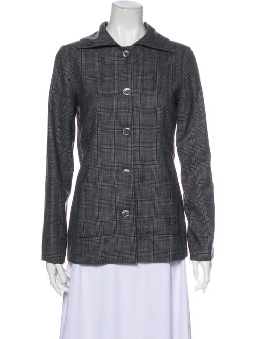 Maryam Nassir Zadeh Wool Plaid Print Jacket Wool