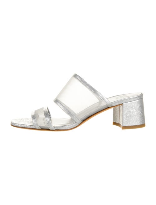Maryam Nassir Zadeh Leather Printed Slides Silver