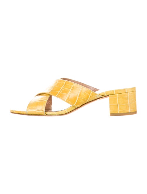 Maryam Nassir Zadeh Embossed Leather Slides Yellow