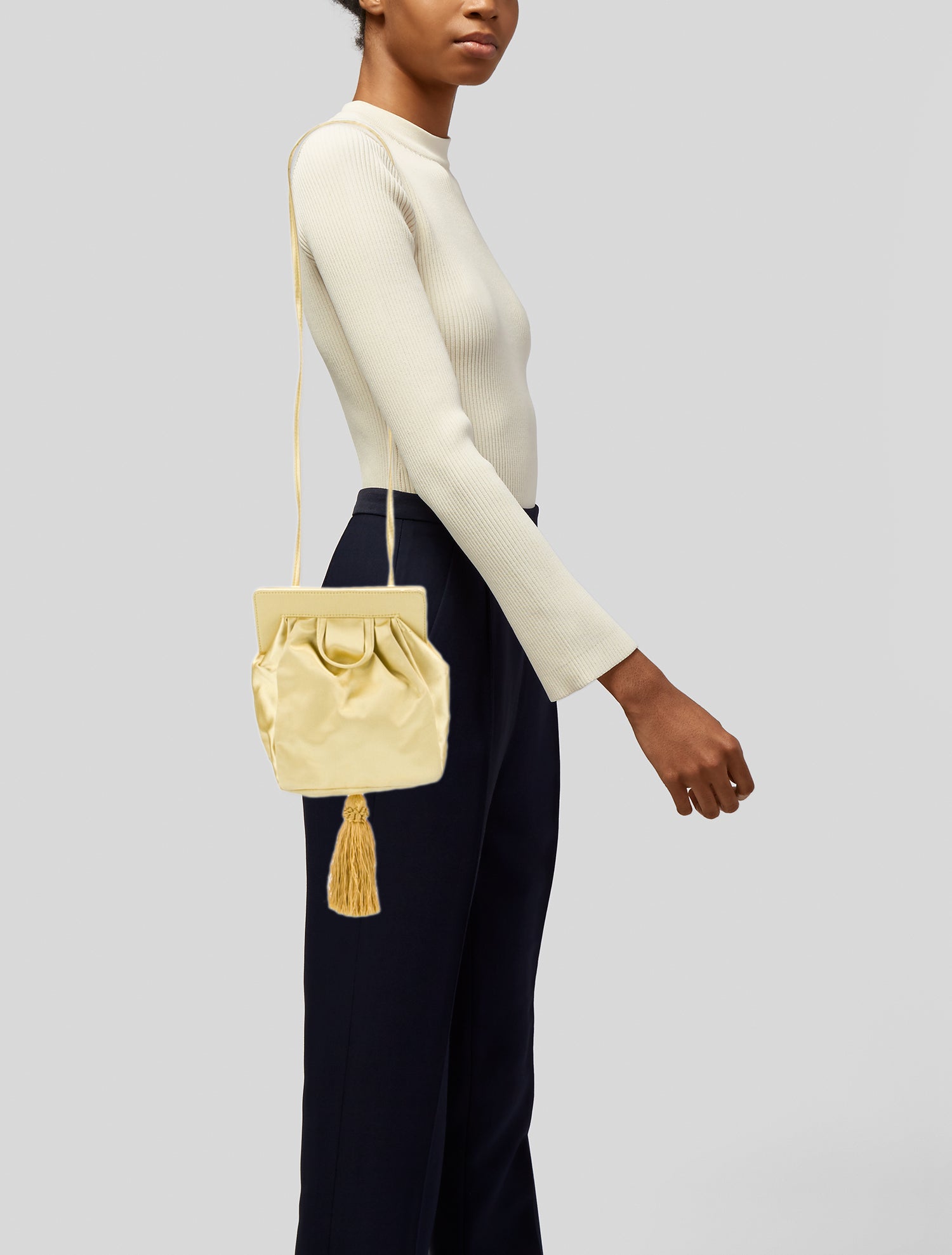 Maryam Nassir Zadeh Satin Bucket Bag Small