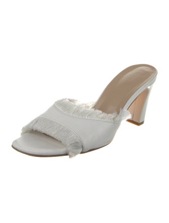 Maryam Nassir Zadeh Leather Fringe Trim Accent Slides