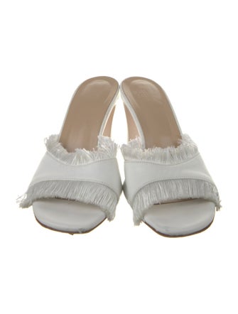 Maryam Nassir Zadeh Leather Fringe Trim Accent Slides