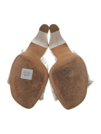 Maryam Nassir Zadeh Leather Fringe Trim Accent Slides