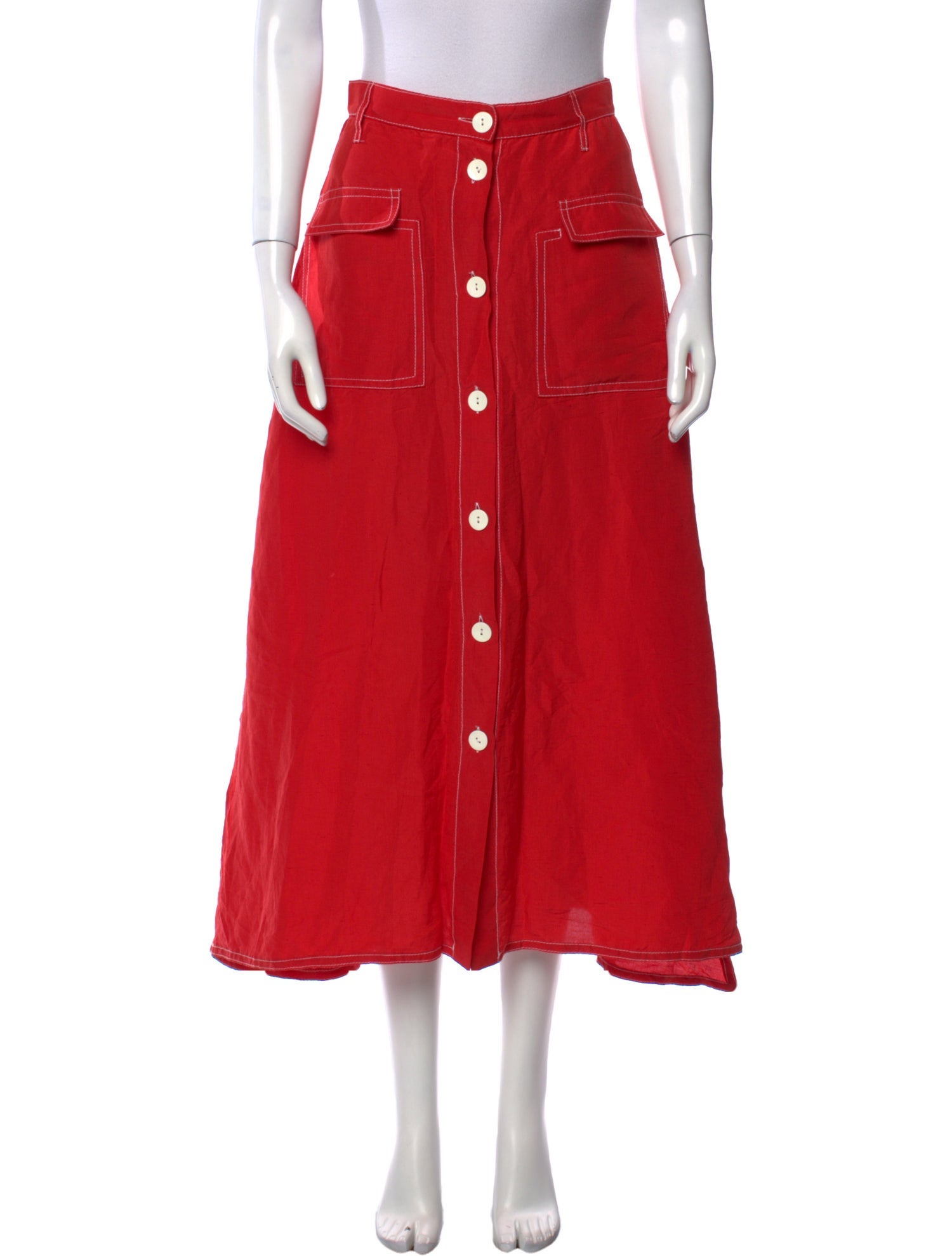 Maryam Nassir Zadeh Linen Midi Length Skirt