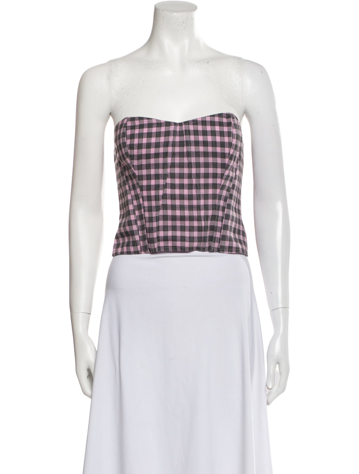 Maryam Nassir Zadeh Wool Plaid Print Crop Top