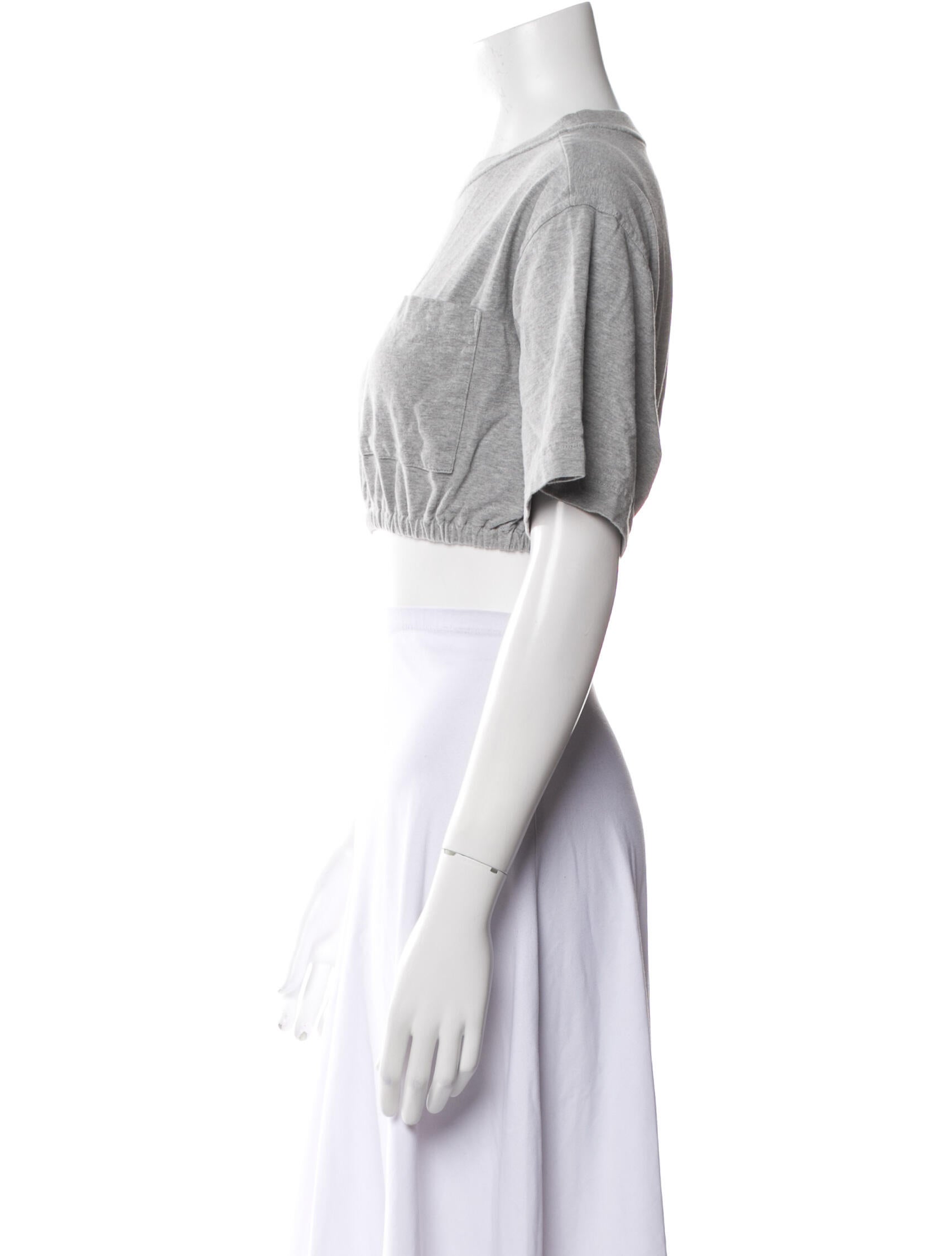 Maryam Nassir Zadeh Bateau Neckline Short Sleeve Crop Top