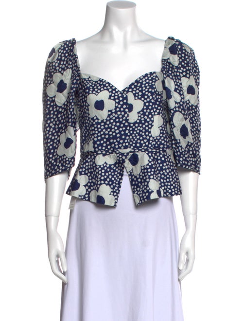 Maryam Nassir Zadeh Silk Polka Dot Print Crop Top