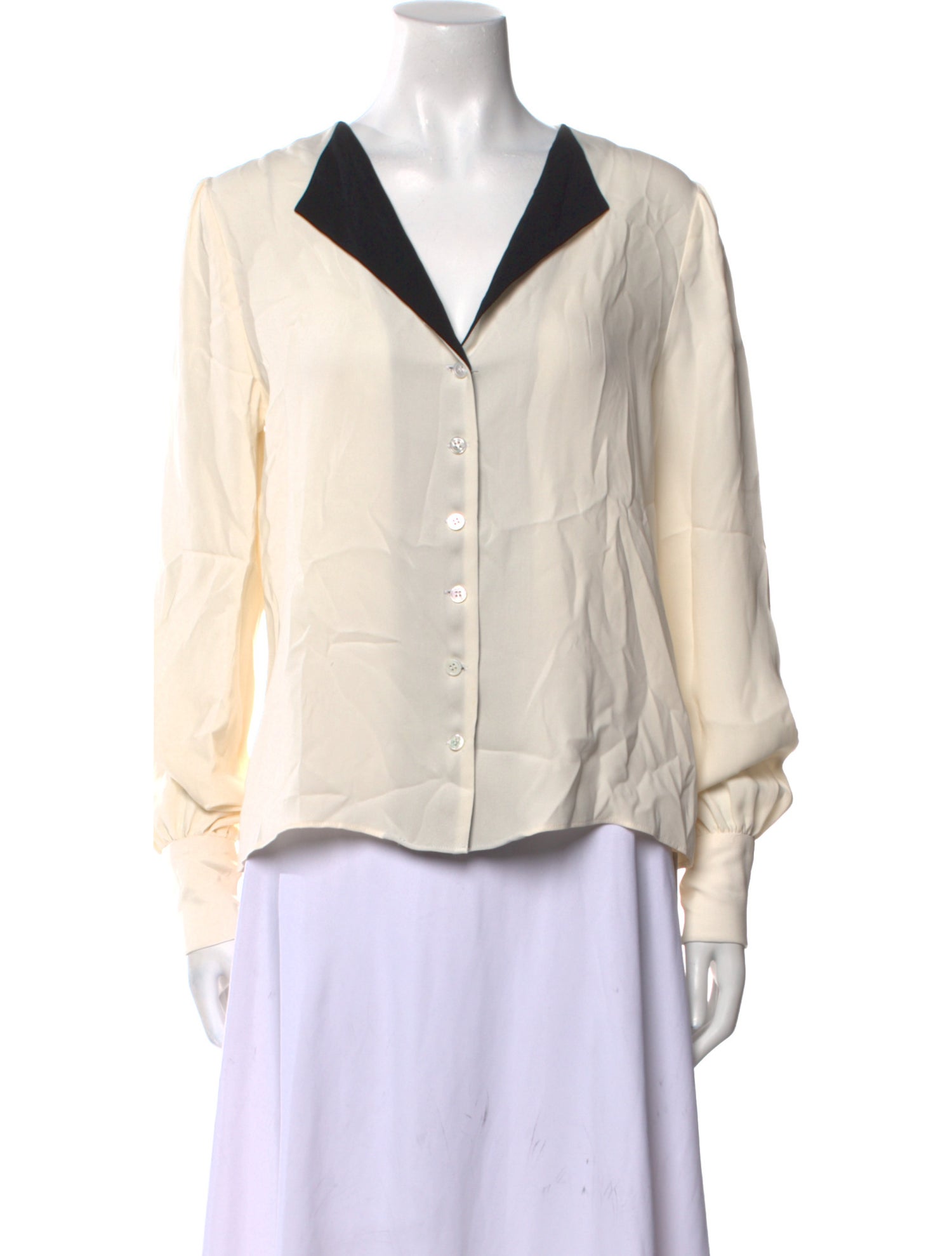 Maryam Nassir Zadeh Silk Open Front Button-Up Top