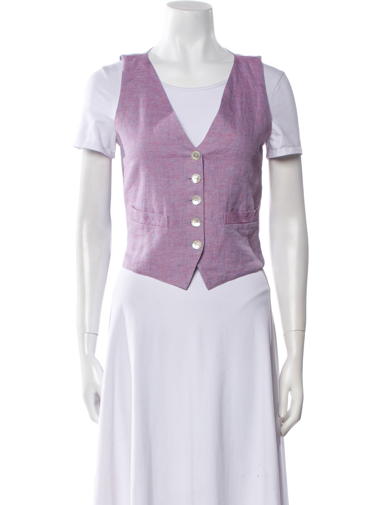 Maryam Nassir Zadeh Linen V-Neck Crop Top