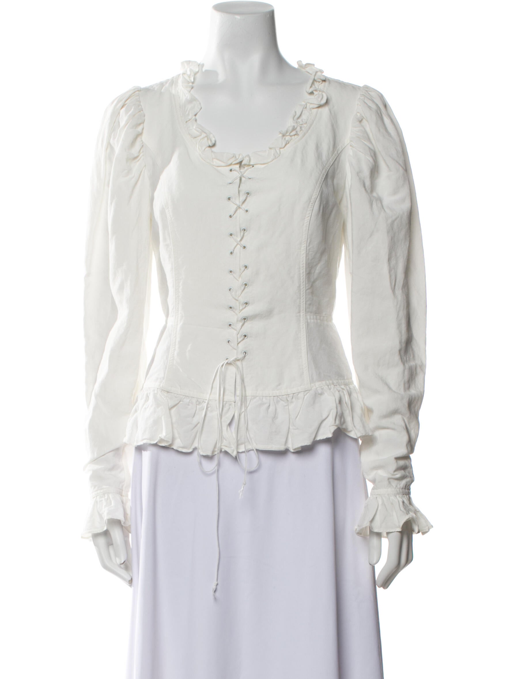 Maryam Nassir Zadeh Linen Scoop Neck Blouse