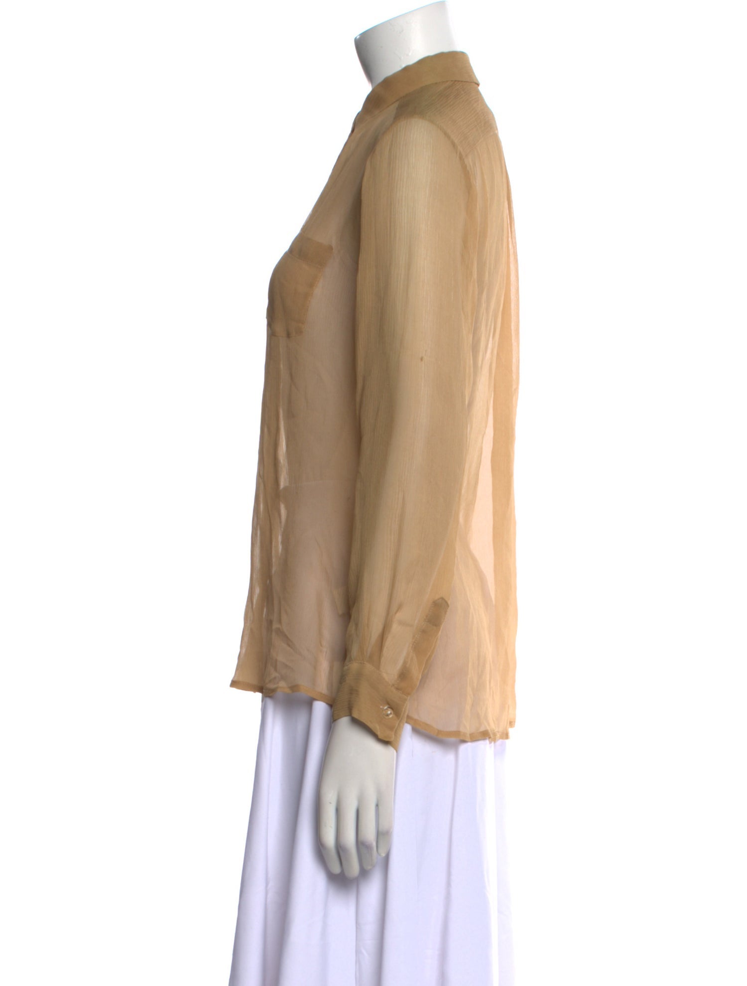 Maryam Nassir Zadeh Silk Long Sleeve Button-Up Top