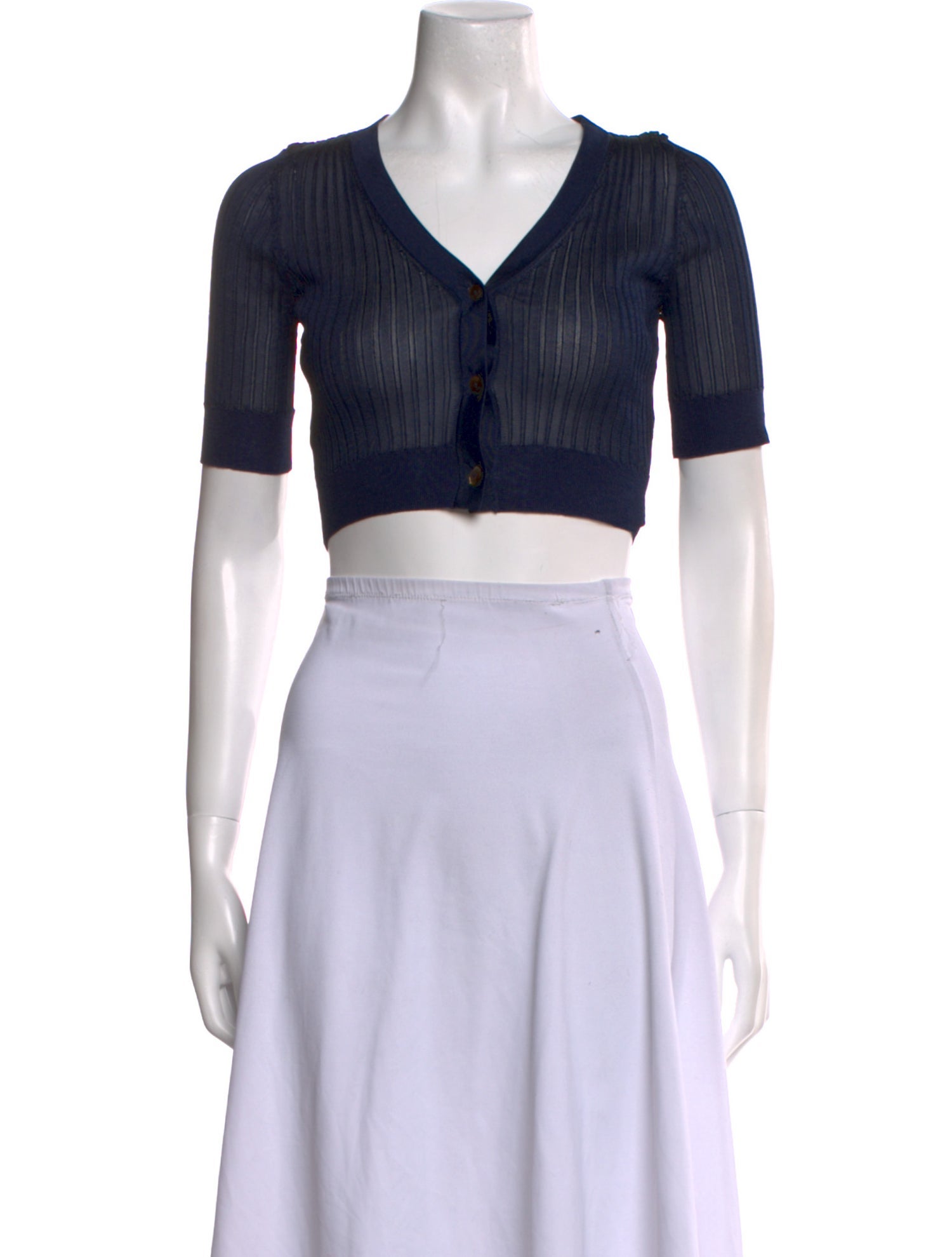 Maryam Nassir Zadeh V-Neck Short Sleeve Crop Top