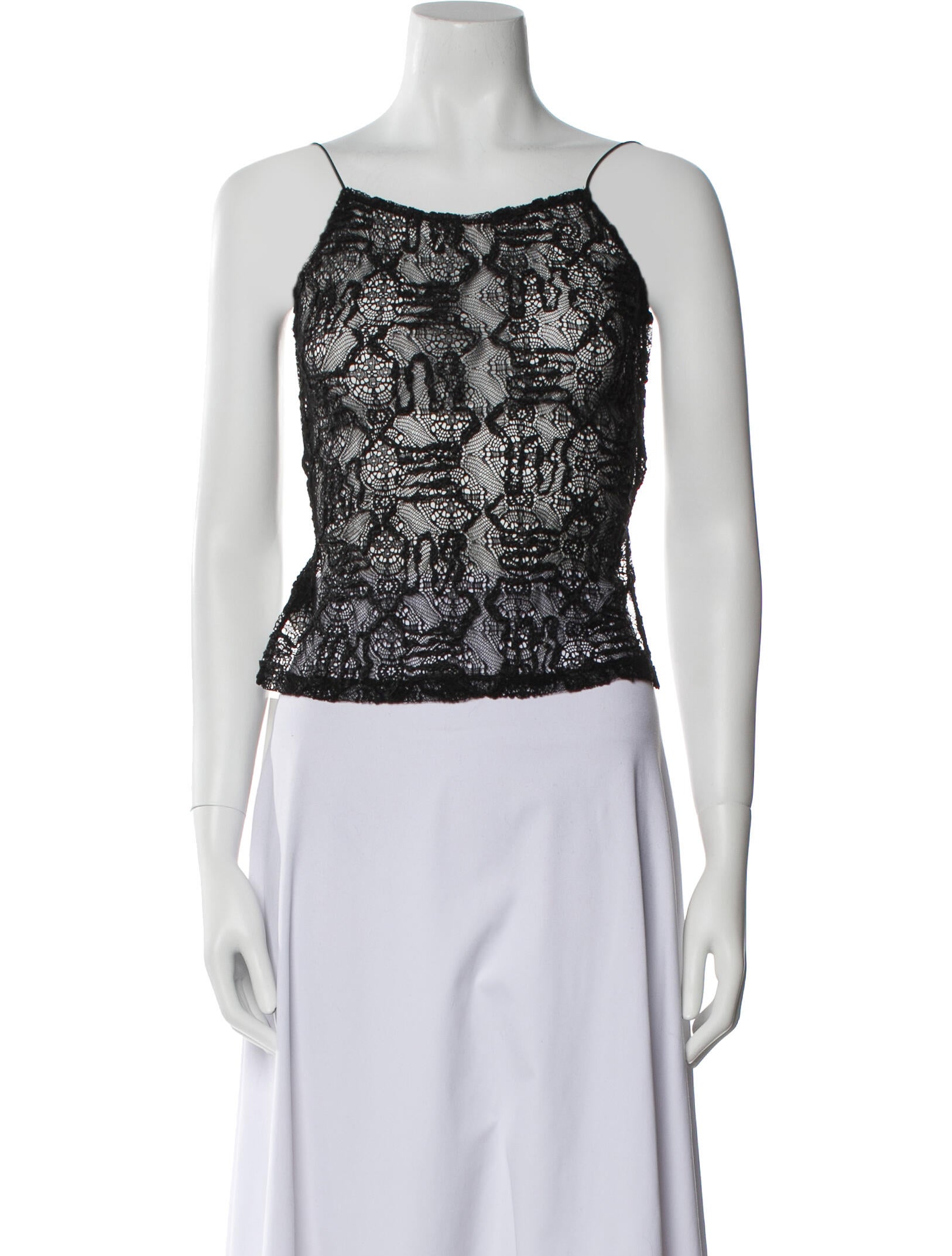 Maryam Nassir Zadeh Lace Pattern Square Neckline Crop Top
