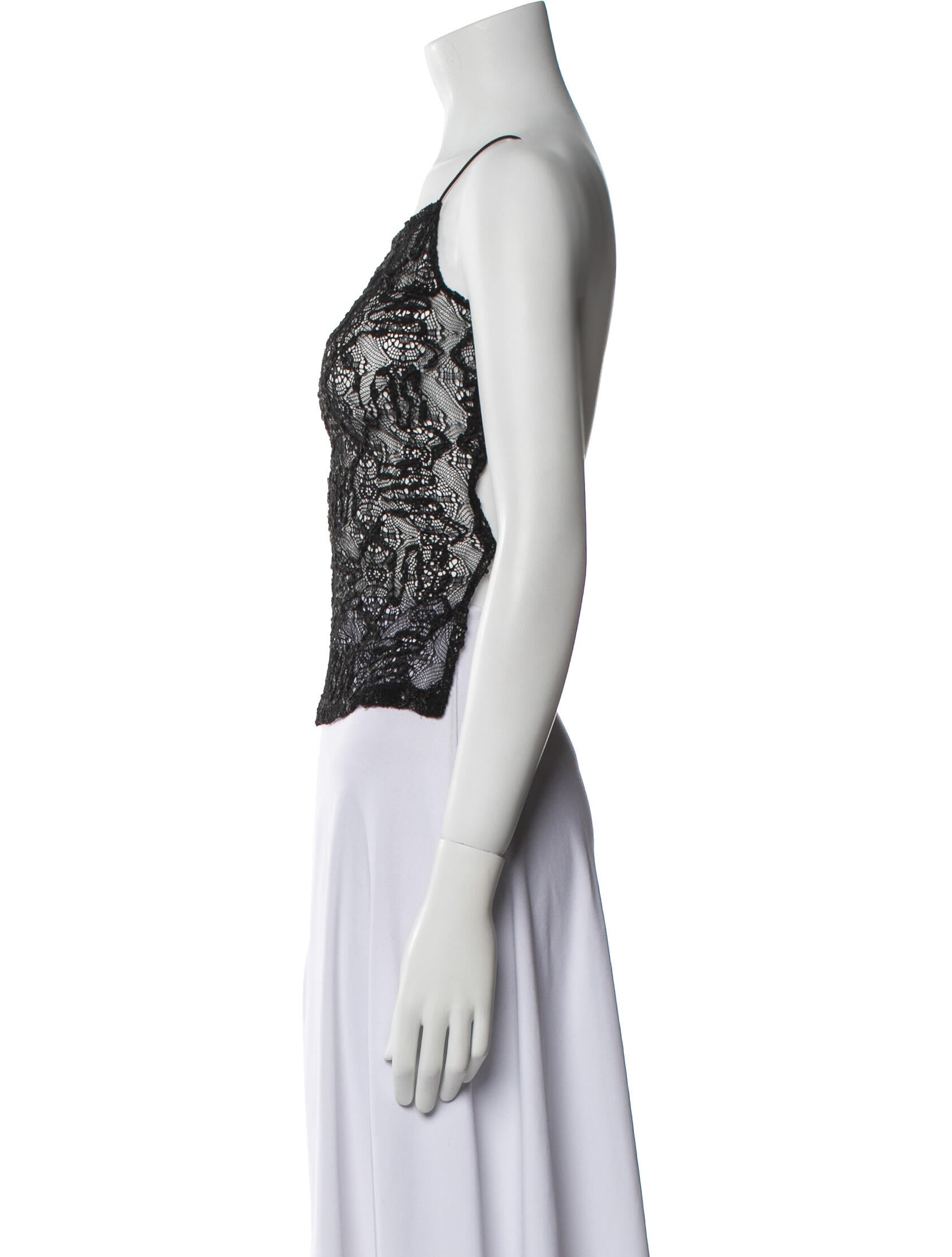 Maryam Nassir Zadeh Lace Pattern Square Neckline Crop Top
