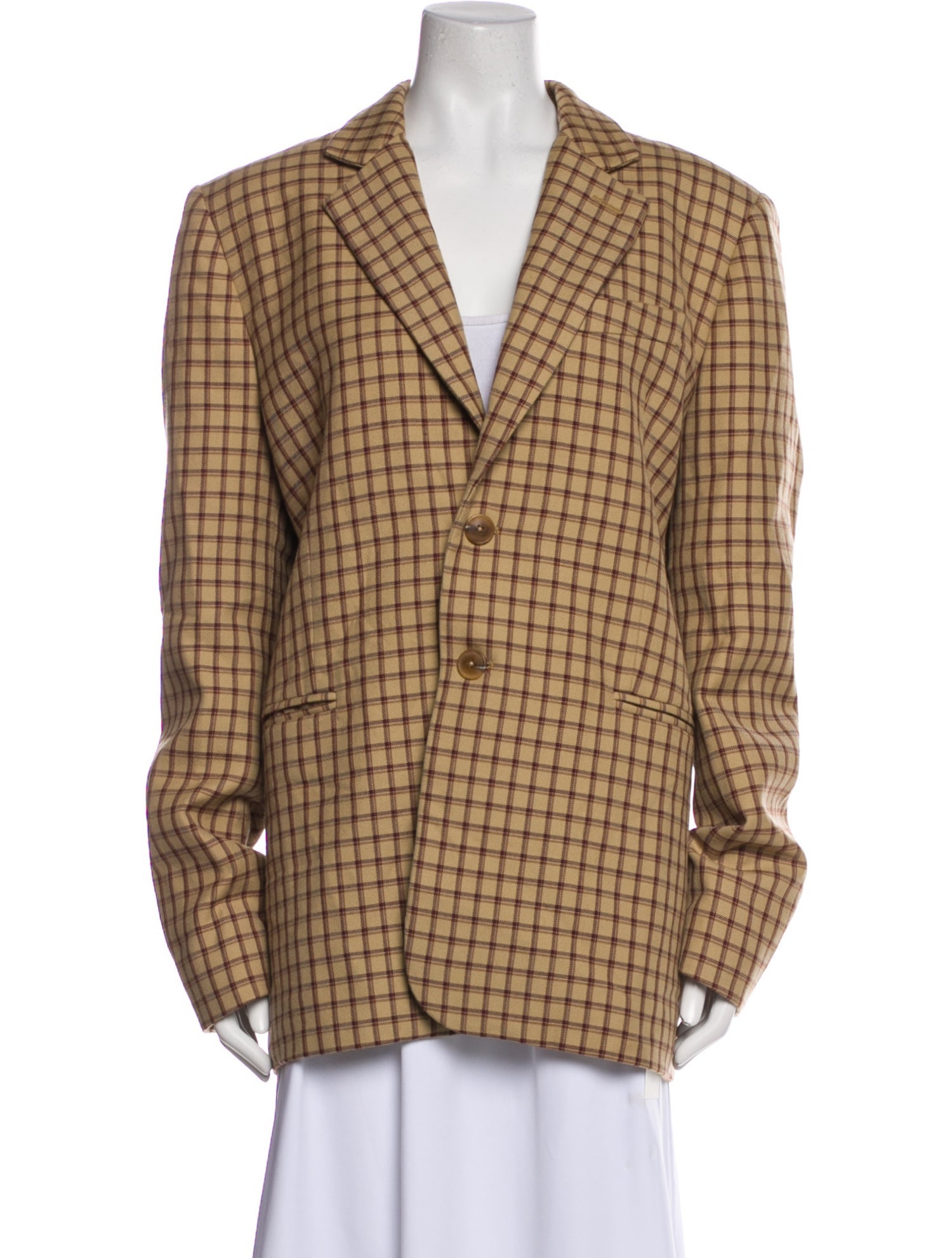 Maryam Nassir Zadeh Virgin Wool Plaid Print Coat