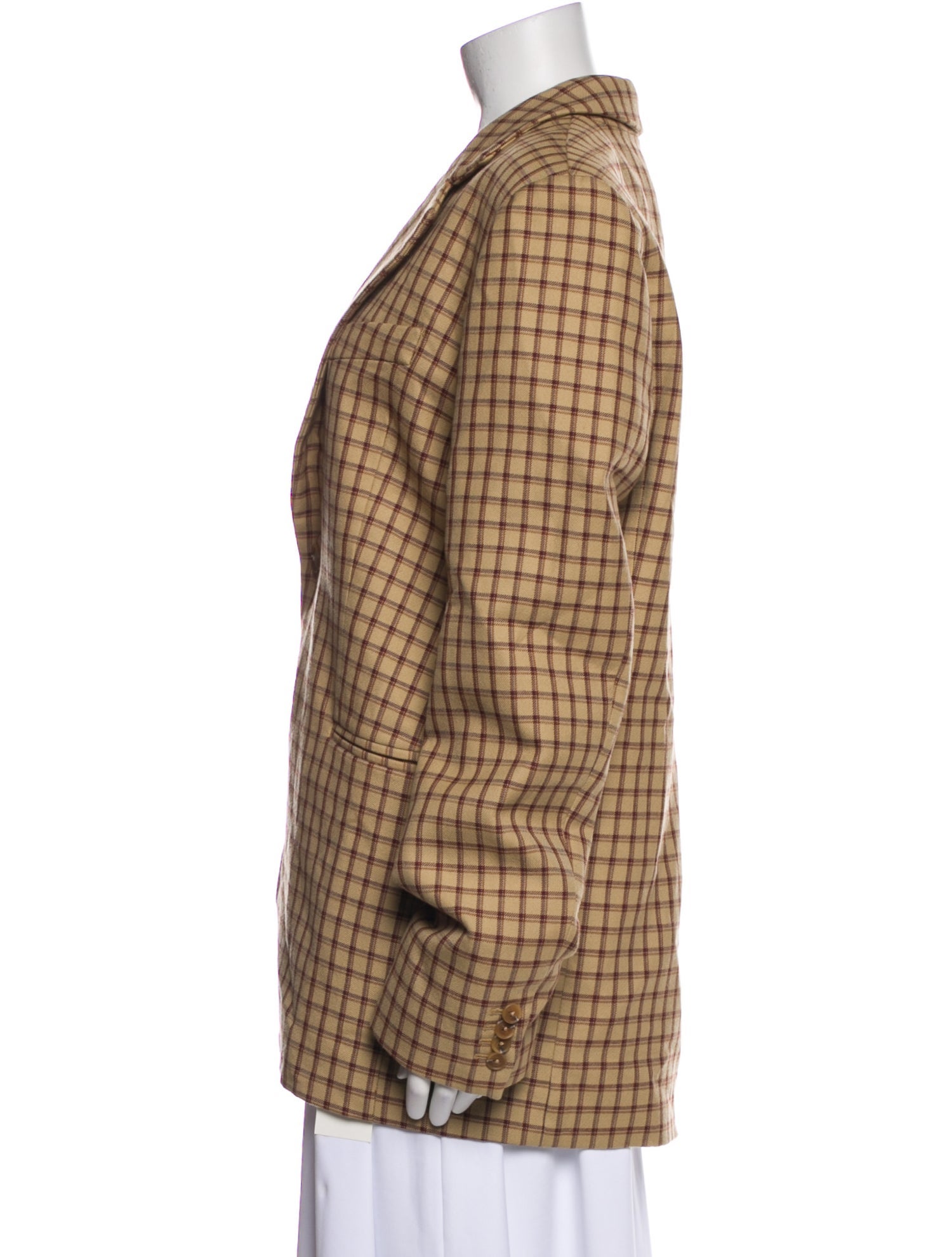 Maryam Nassir Zadeh Virgin Wool Plaid Print Coat
