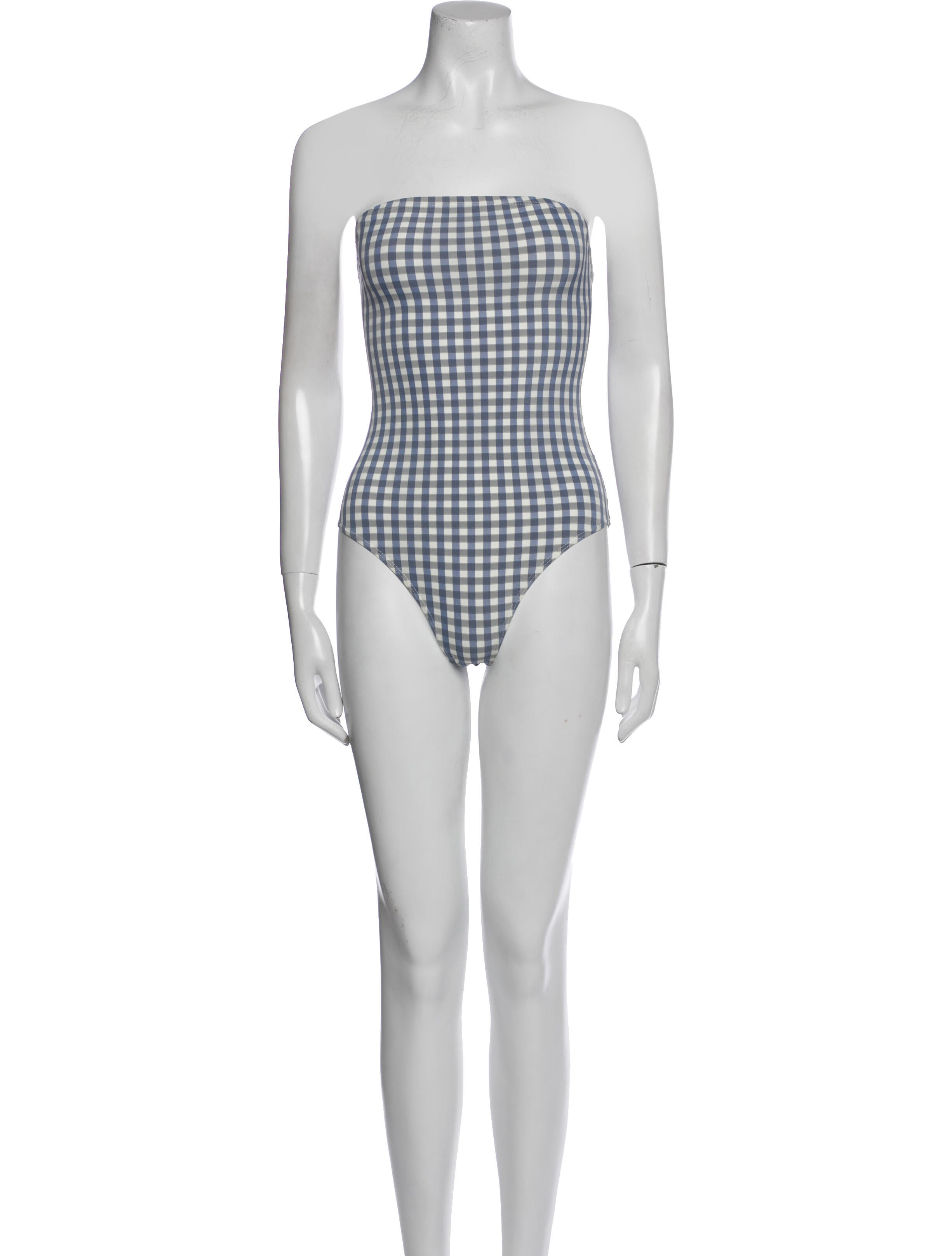 Maryam Nassir Zadeh Plaid Print Strapless Bodysuit