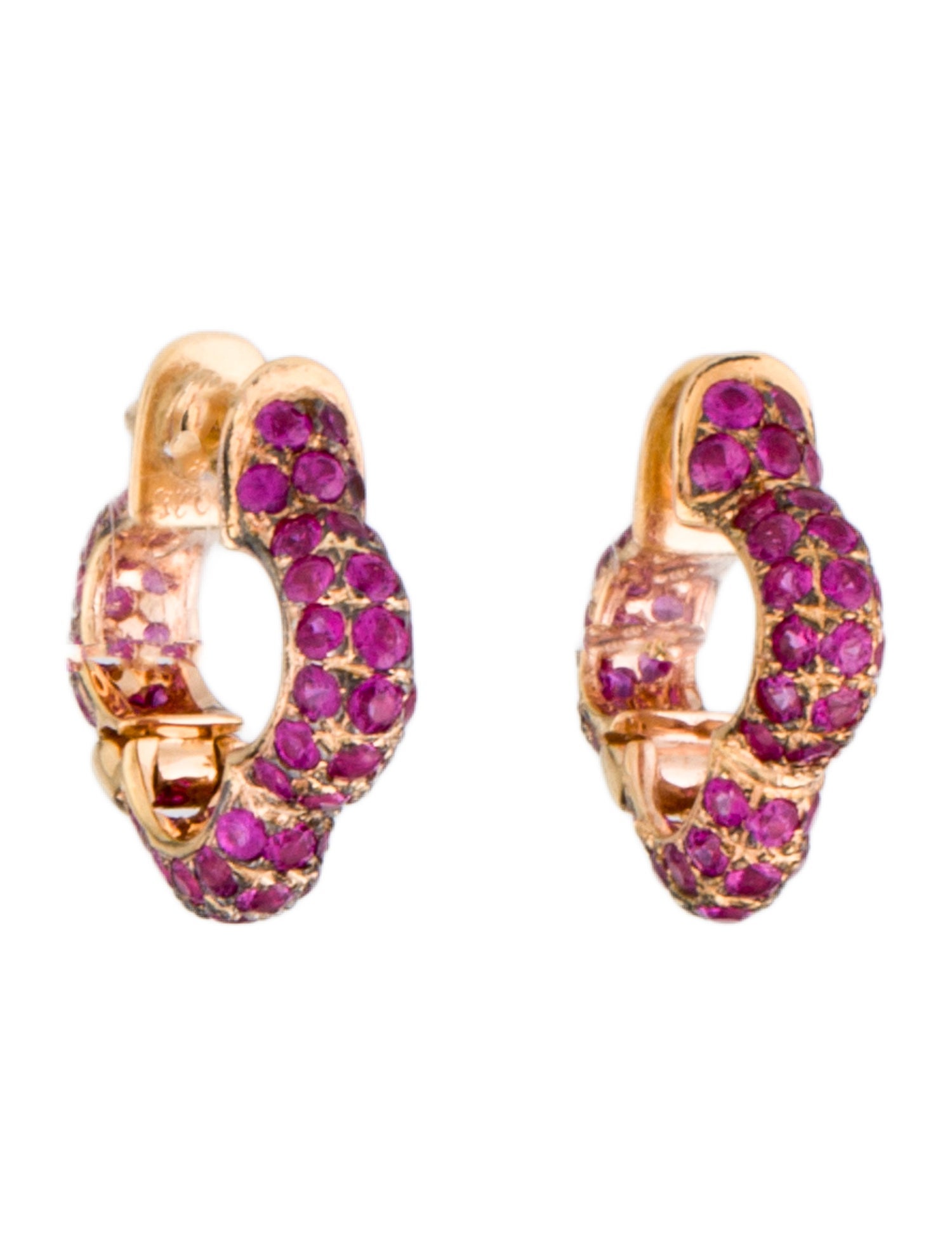 Mouawad x Heidi Klum 18K Pink Sapphire Clover Huggie Earrings