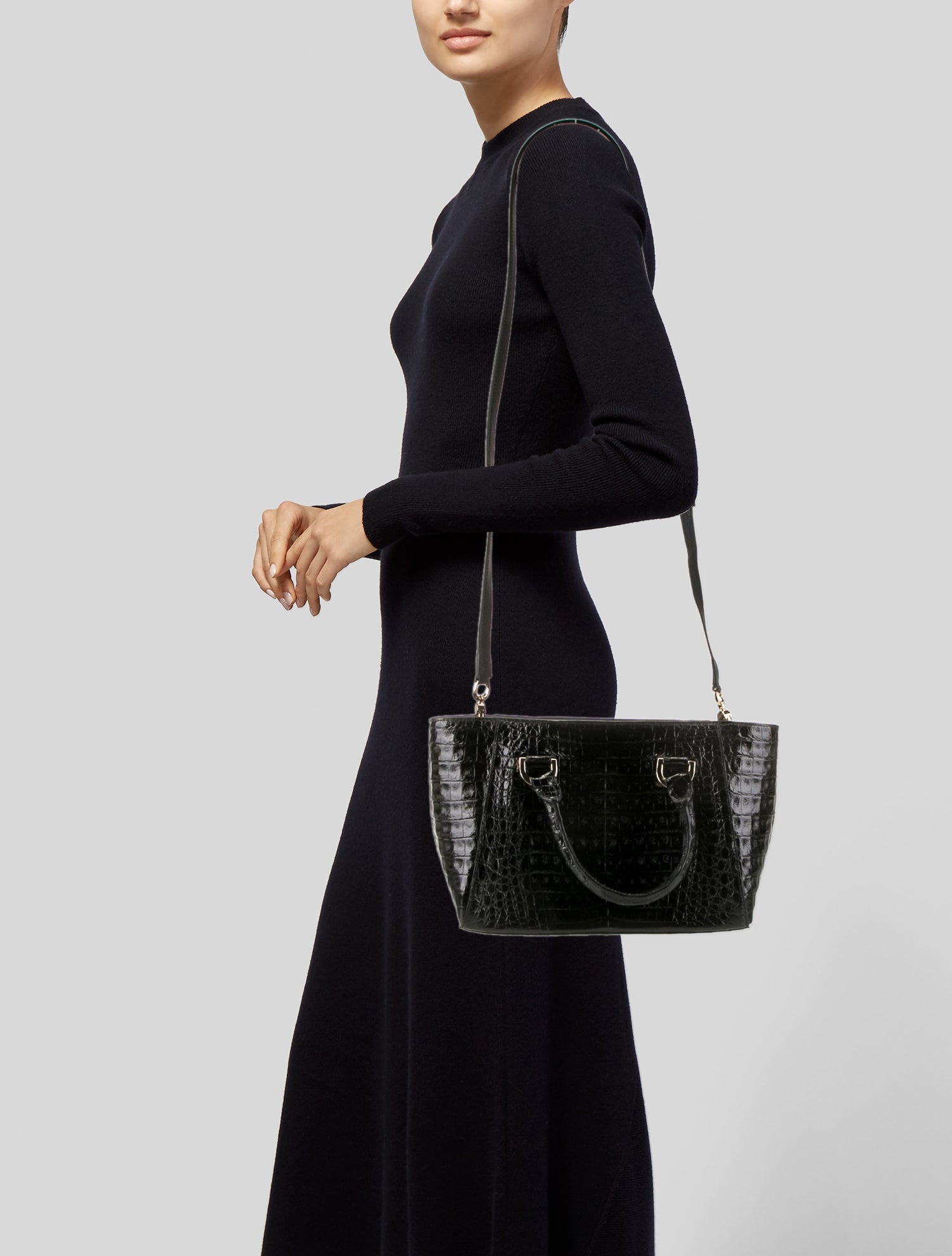 Maria Oliver Crocodile Top Handle Bag