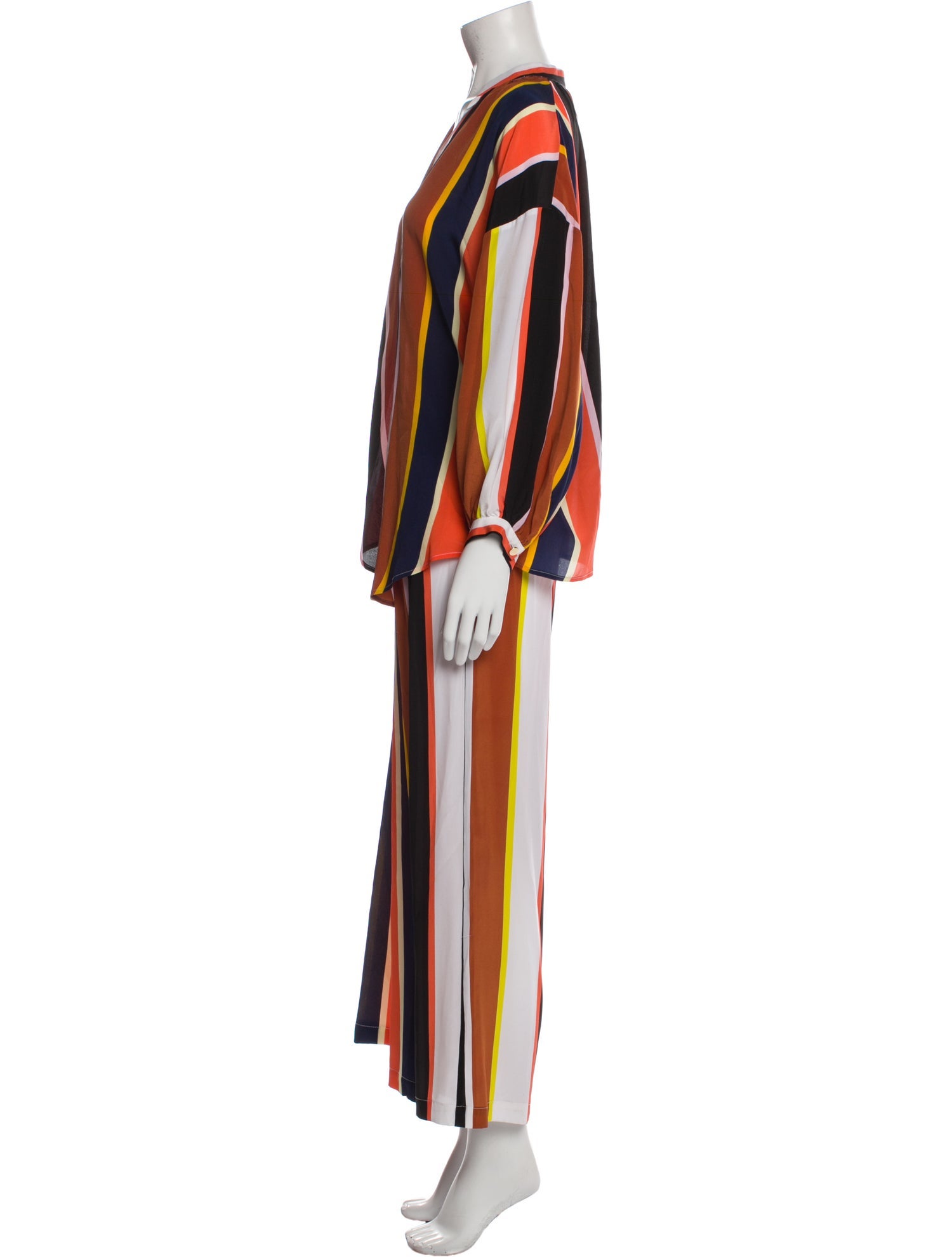 Maria Oliver Silk Striped Pant Set
