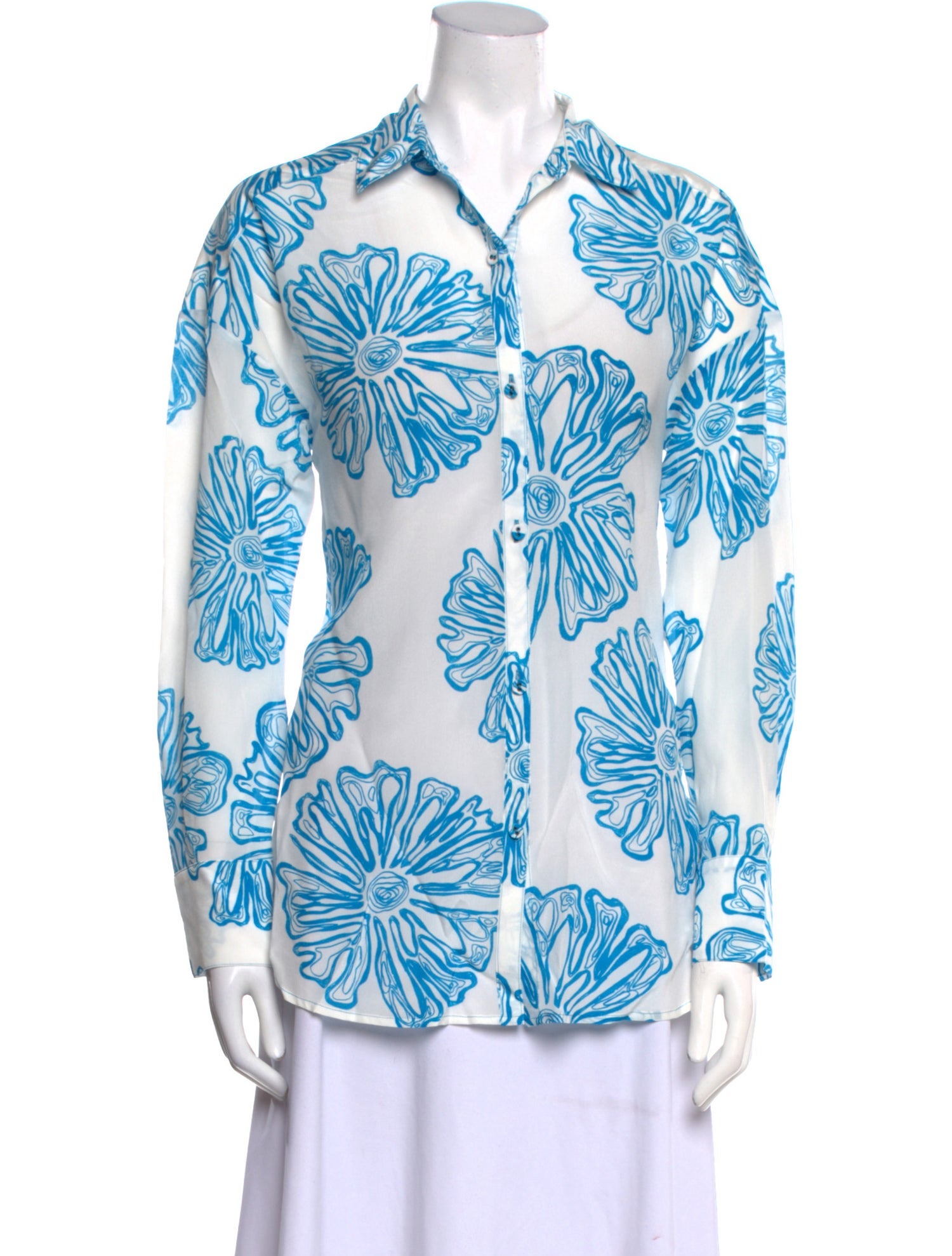 Maria Oliver Silk Printed Button-Up Top w/ Tags