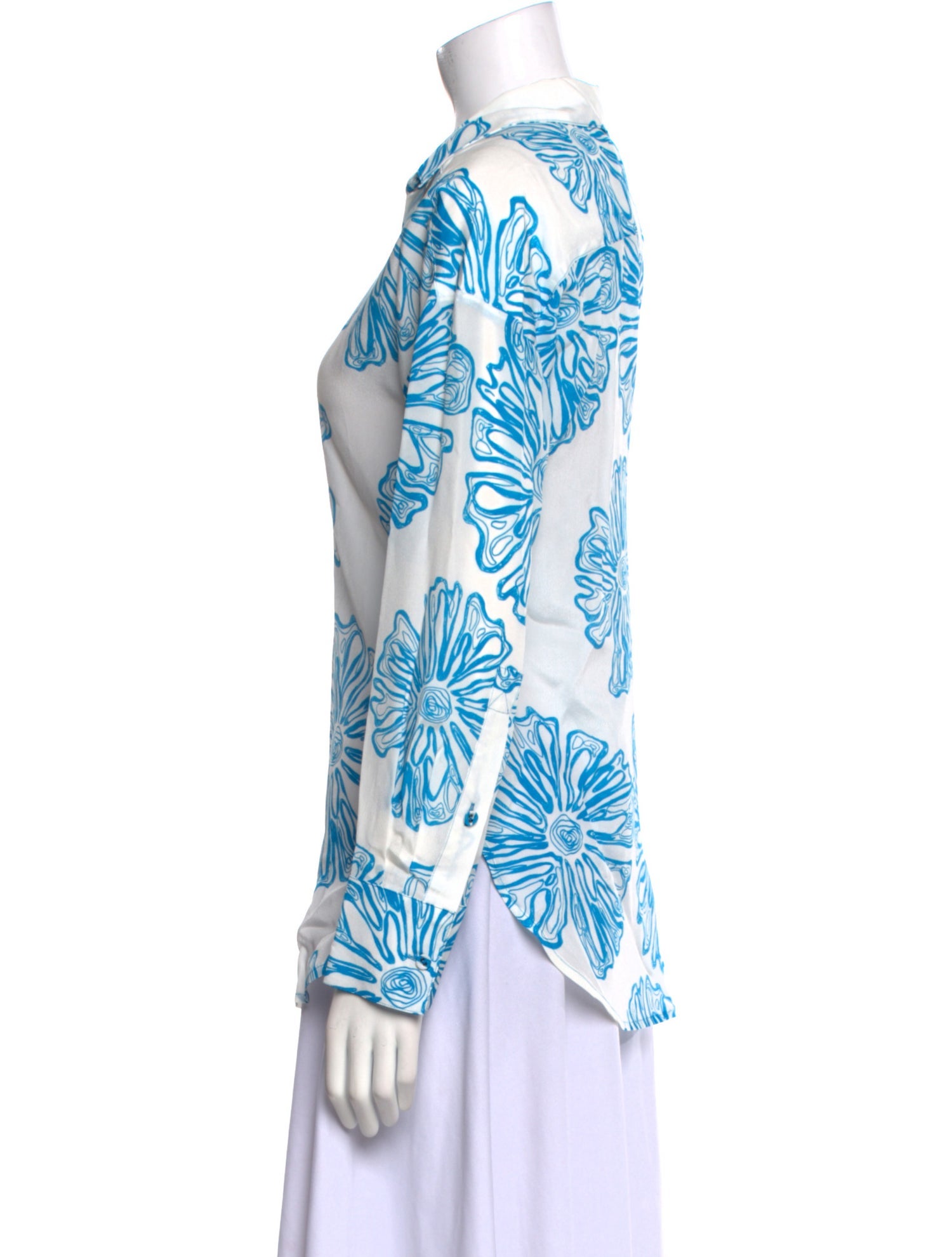 Maria Oliver Silk Printed Button-Up Top w/ Tags