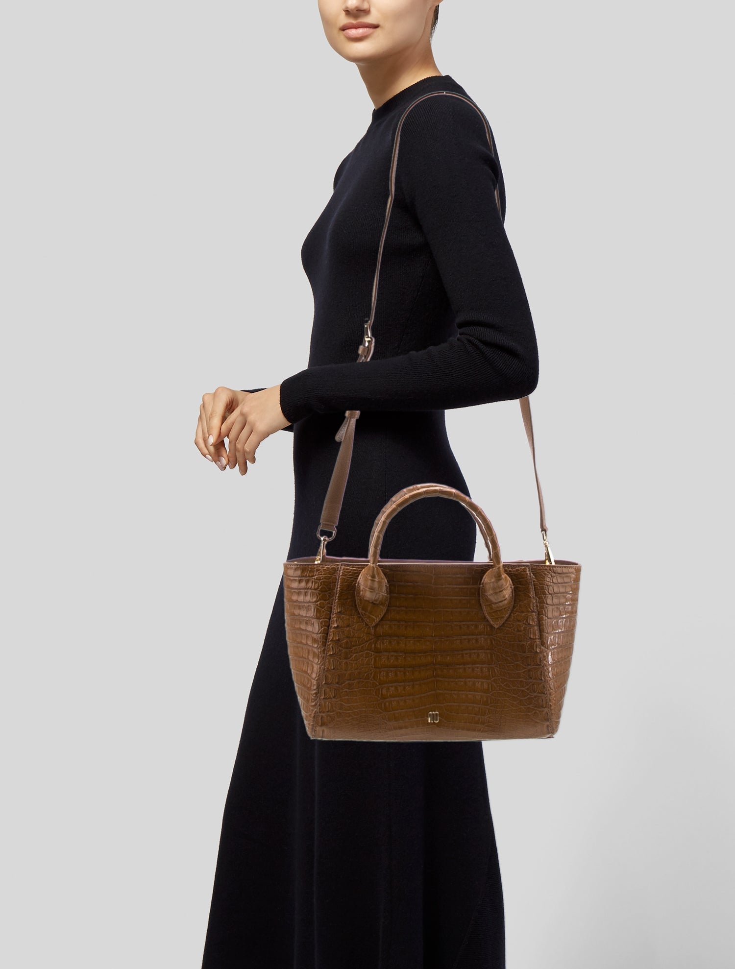 Maria Oliver Crocodile Top Handle Bag