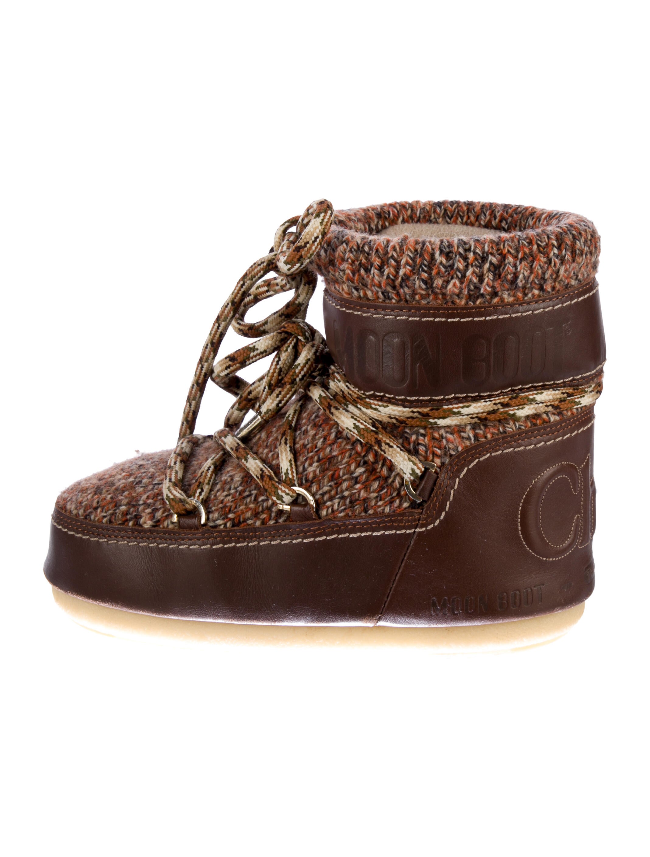 Moon Boot x Chloé Tweed Pattern Lace-Up Boots