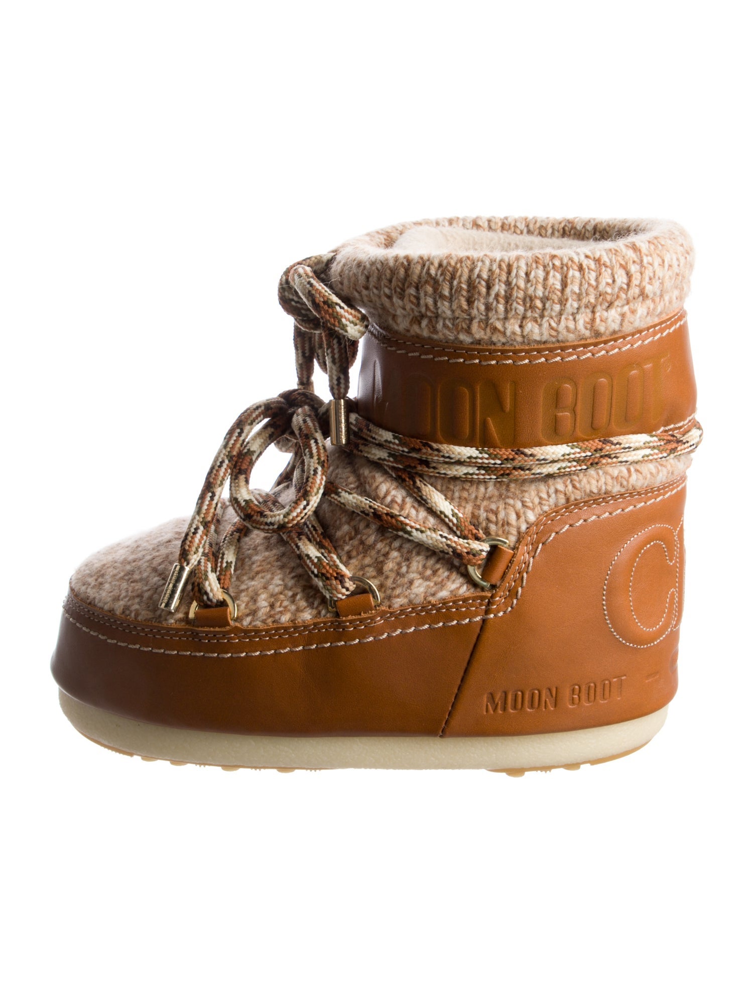 Moon Boot x Chloé Leather Printed Lace-Up Boots