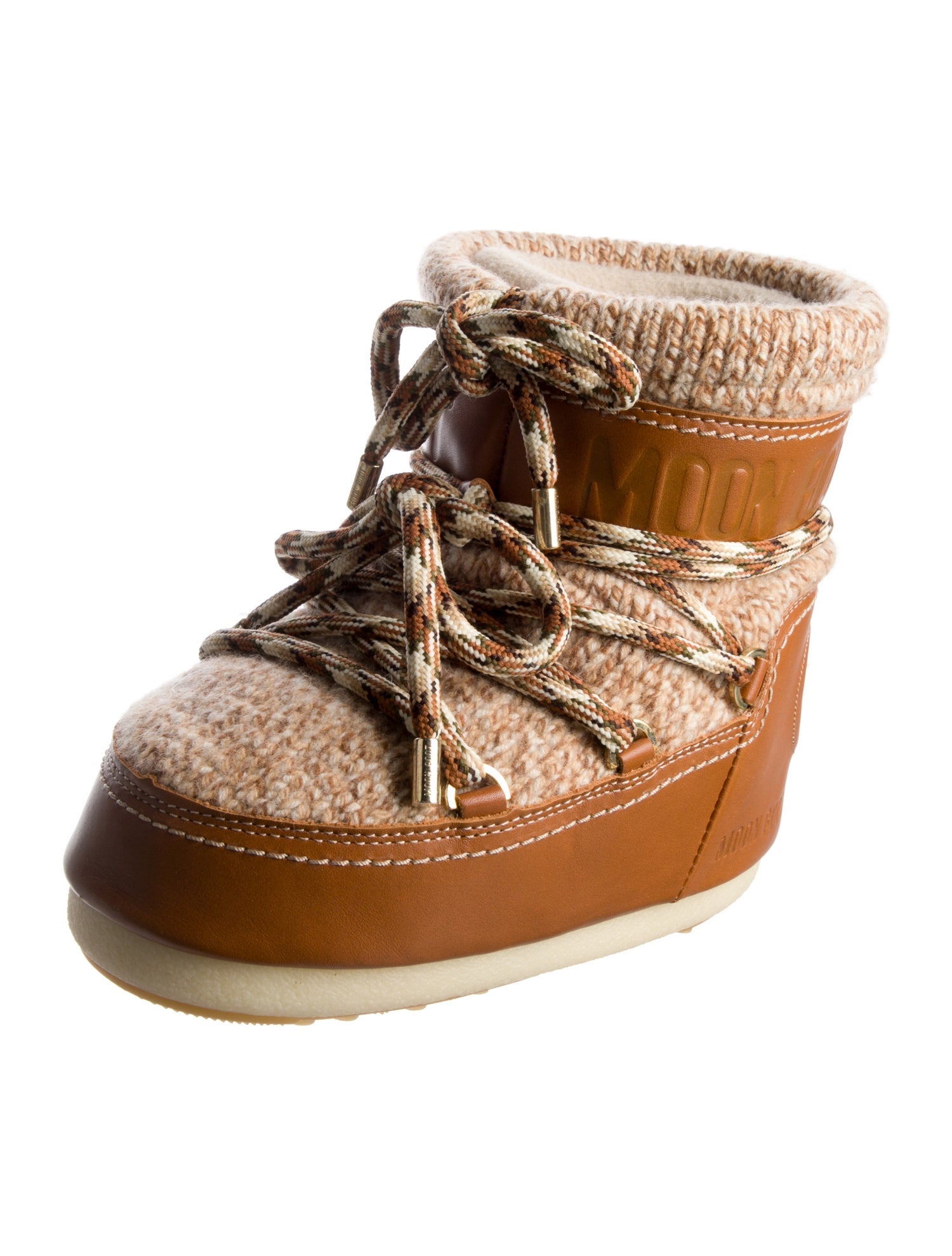 Moon Boot x Chloé Leather Printed Lace-Up Boots