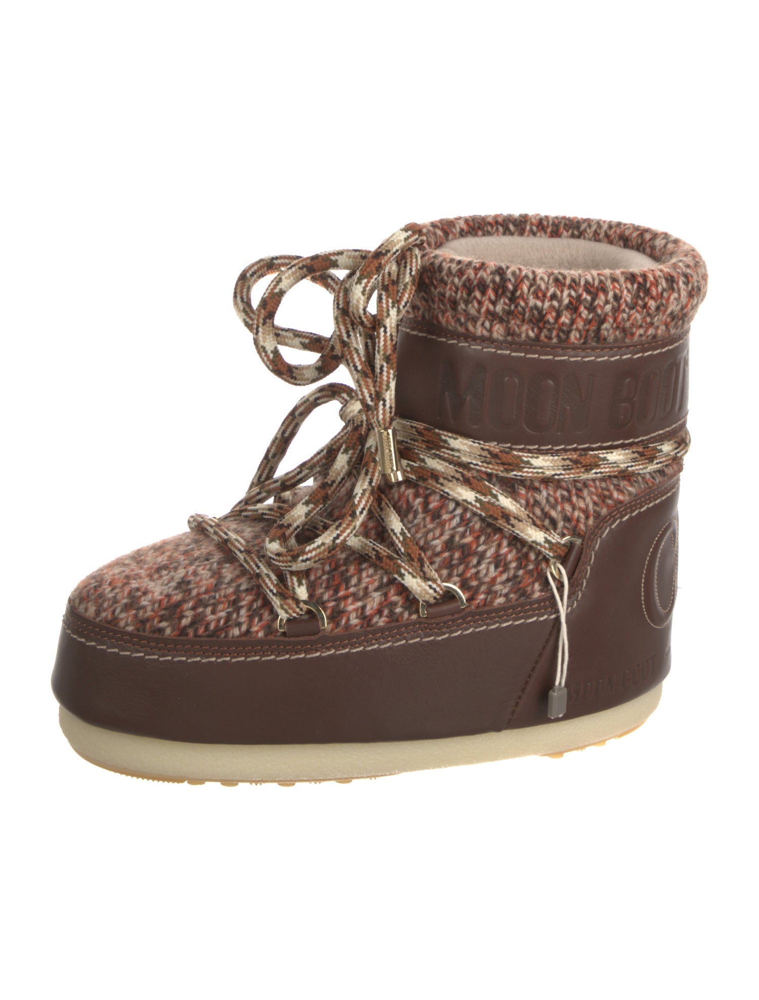 Moon Boot x Chloé Tweed Pattern Lace-Up Boots