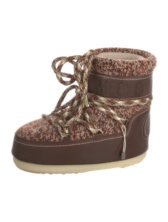 Moon Boot x Chloé Tweed Pattern Lace-Up Boots