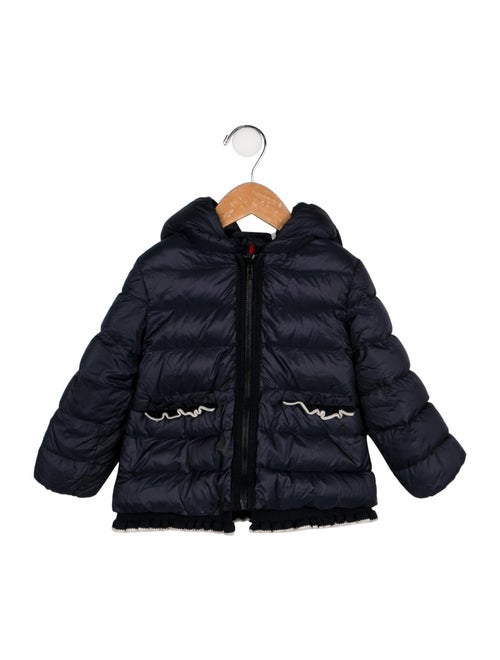 Moncler Girls' Temoe Ruffle Accent Down Coat