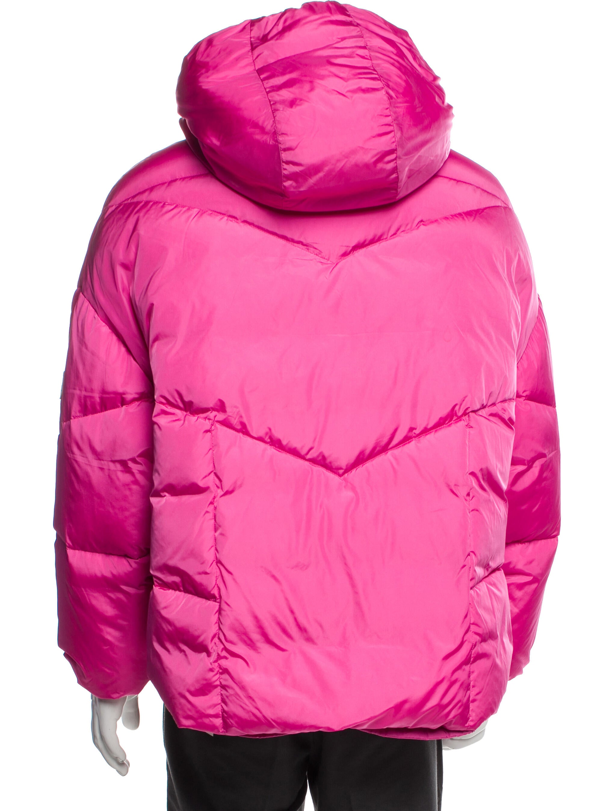 Moncler Down Graphic Print Puffer Coat - Pink Outerwear, Clothing