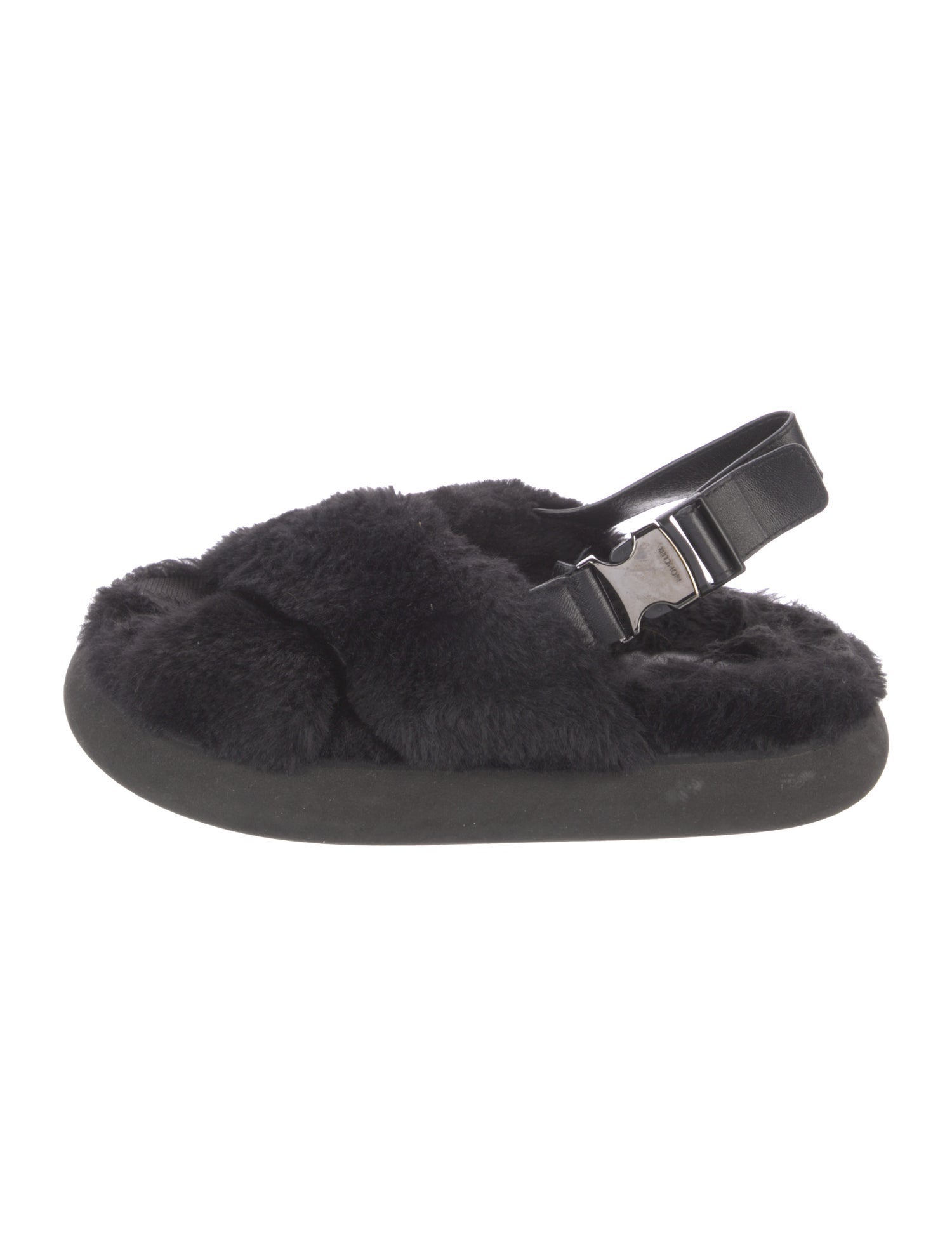 Moncler Faux Fur Slingback Sandals