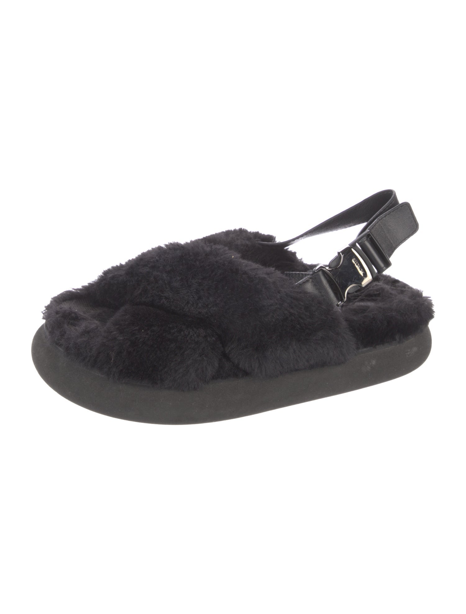 Moncler Faux Fur Slingback Sandals