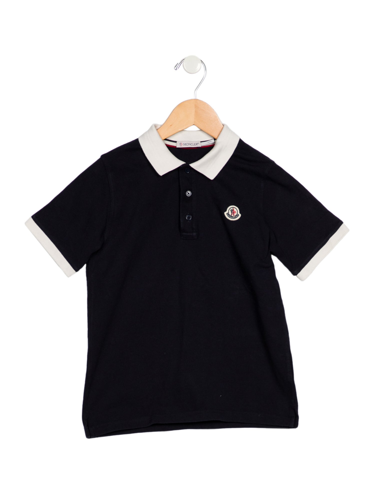 Moncler Kids Boys' Printed Short Sleeve Polo Shirt - Blue