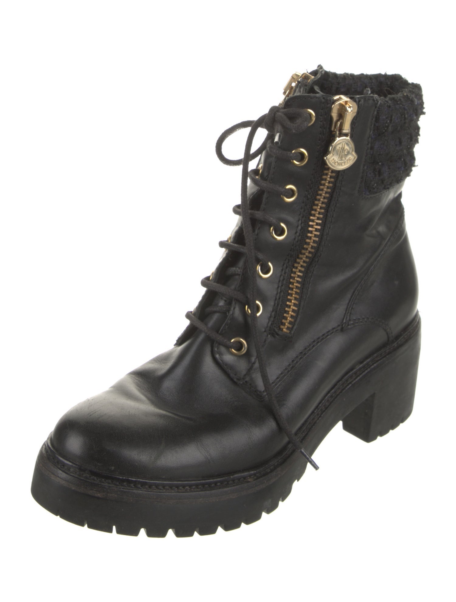 Moncler Leather Combat Boots