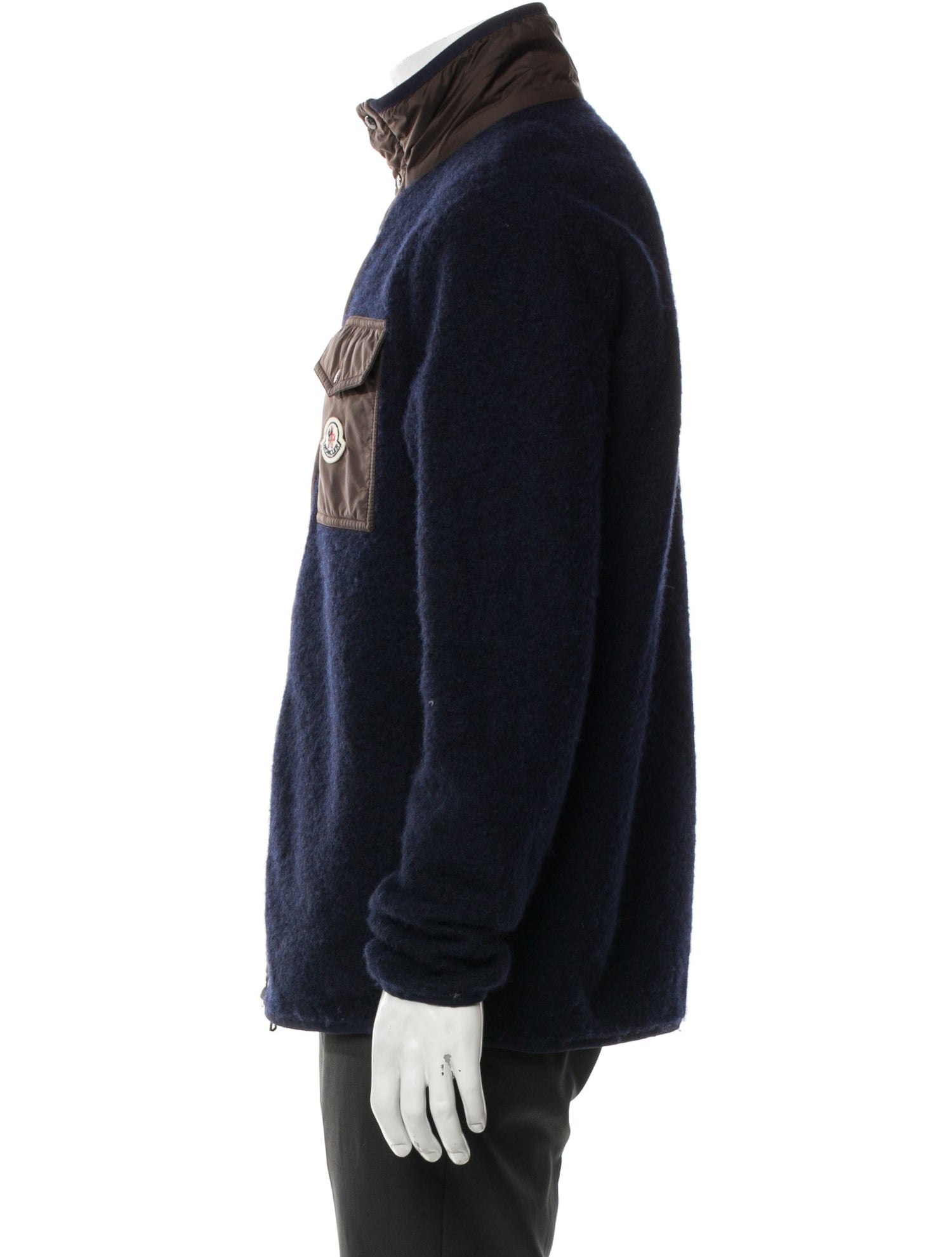 Moncler Felpa Aperta Con Zip Virgin Wool Jacket - Blue Outerwear Moncler Felpa Aperta Con Zip Virgin Wool Jacket - Blue Outerwear