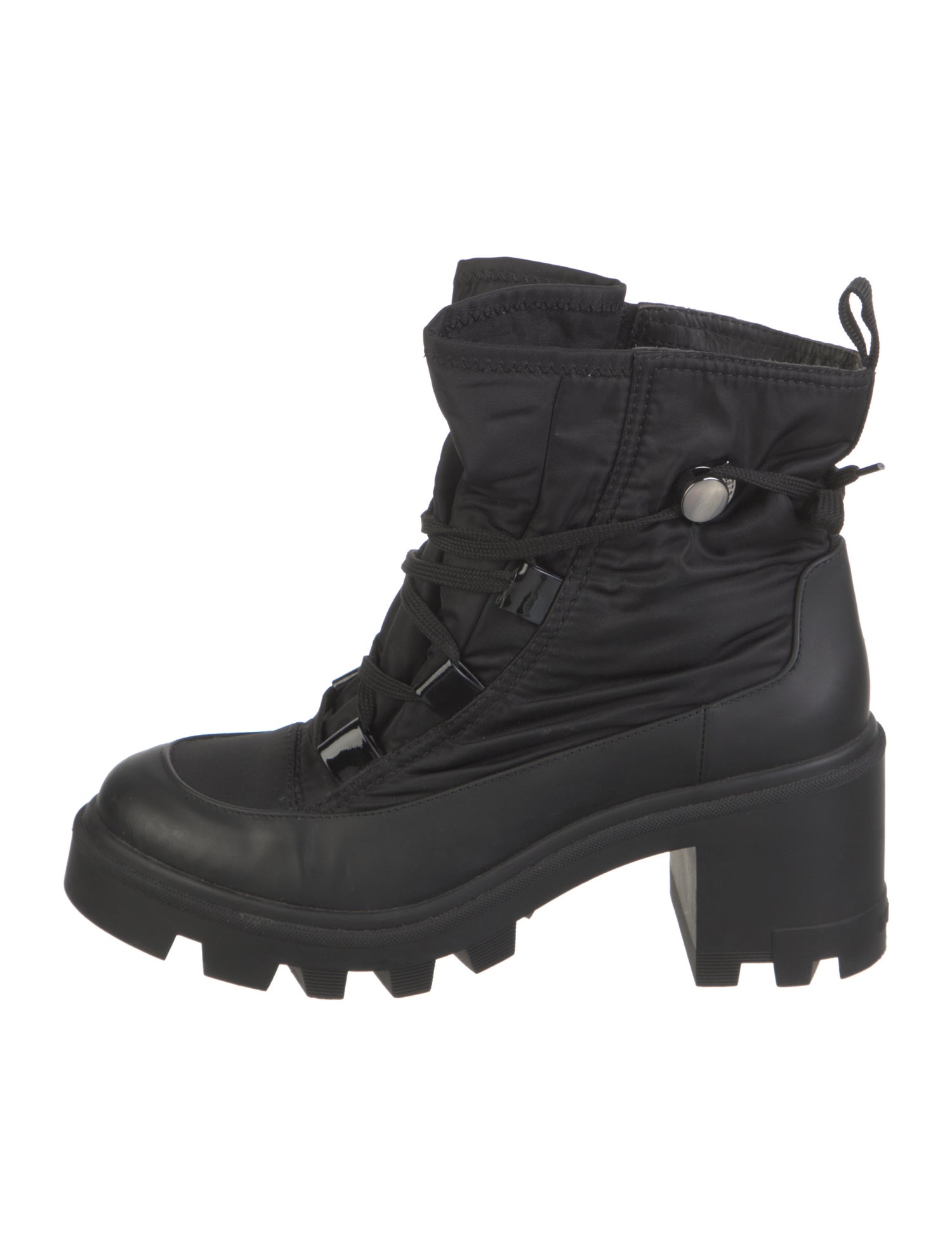 Moncler Nylon Leather Trim Embellishment Combat Boots