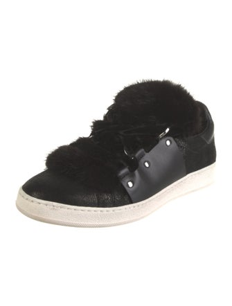Moncler Leather Fur Trim Sneakers