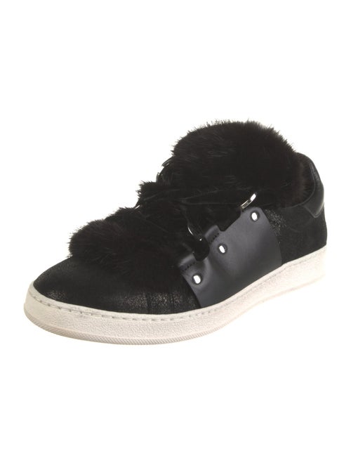 Moncler Leather Fur Trim Sneakers